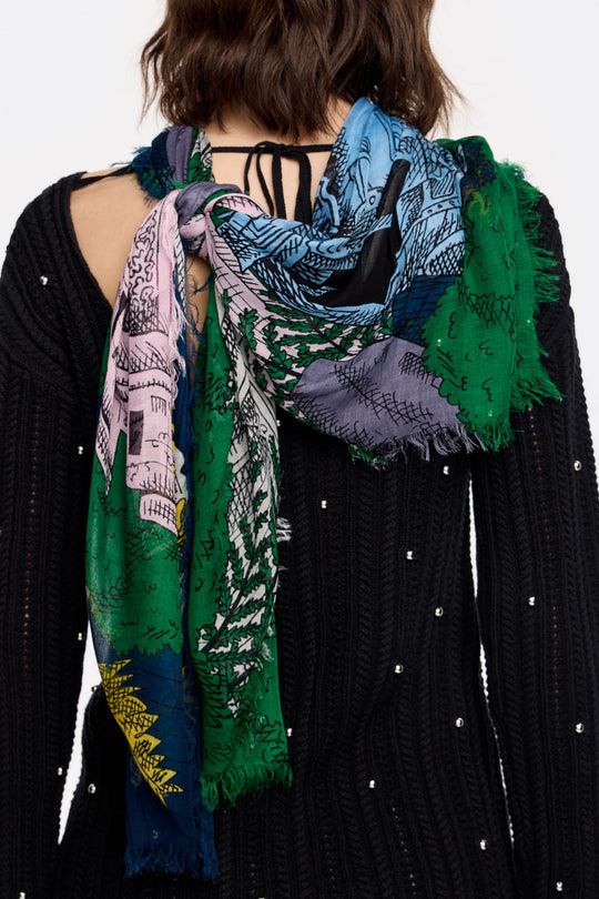 Blue Indian city shawl