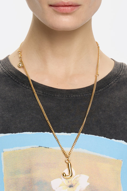 Gold letter E chain necklace