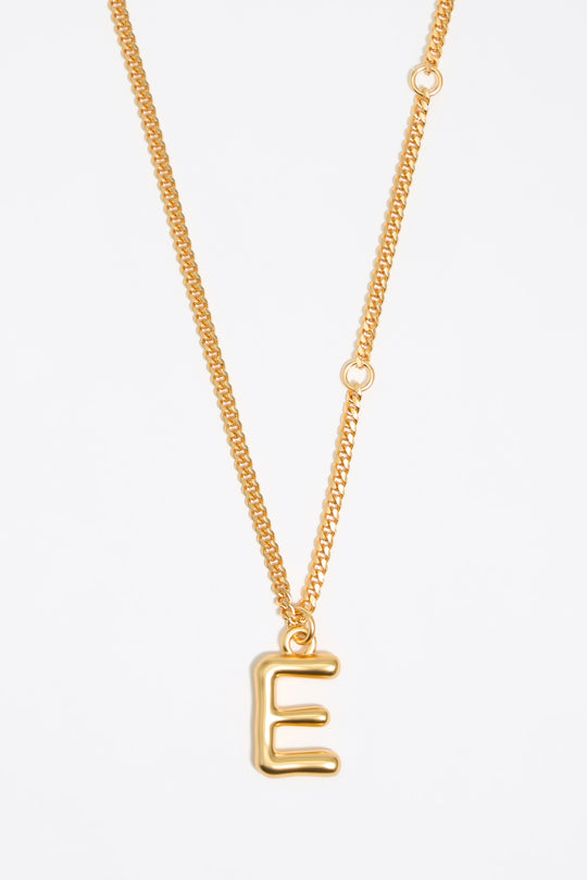 Gold letter E chain necklace