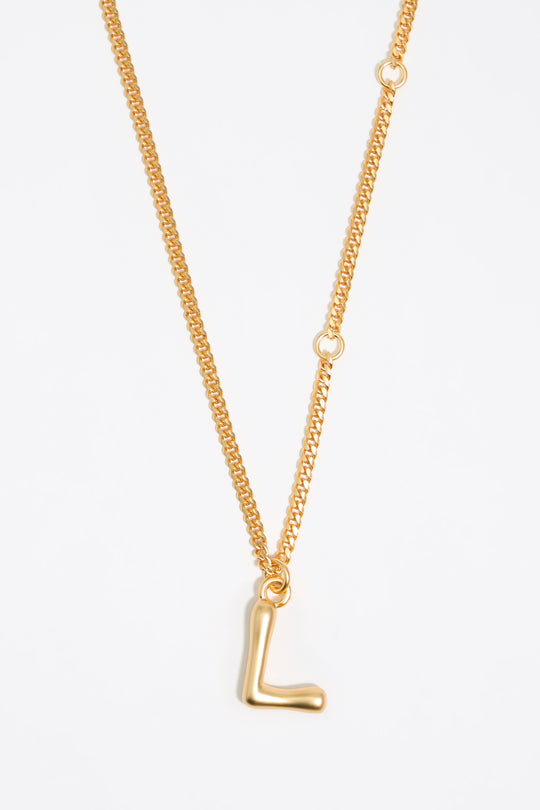 Gold letter L chain necklace