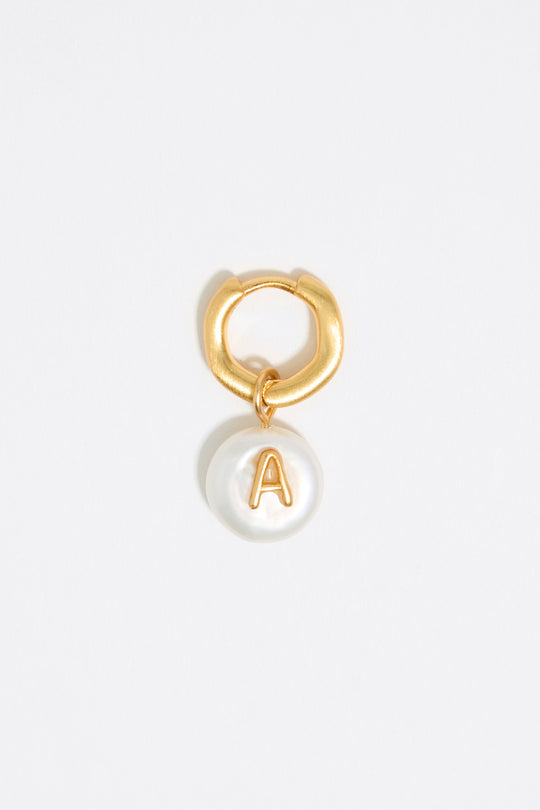 Letter A pearl and heart hoop earrings