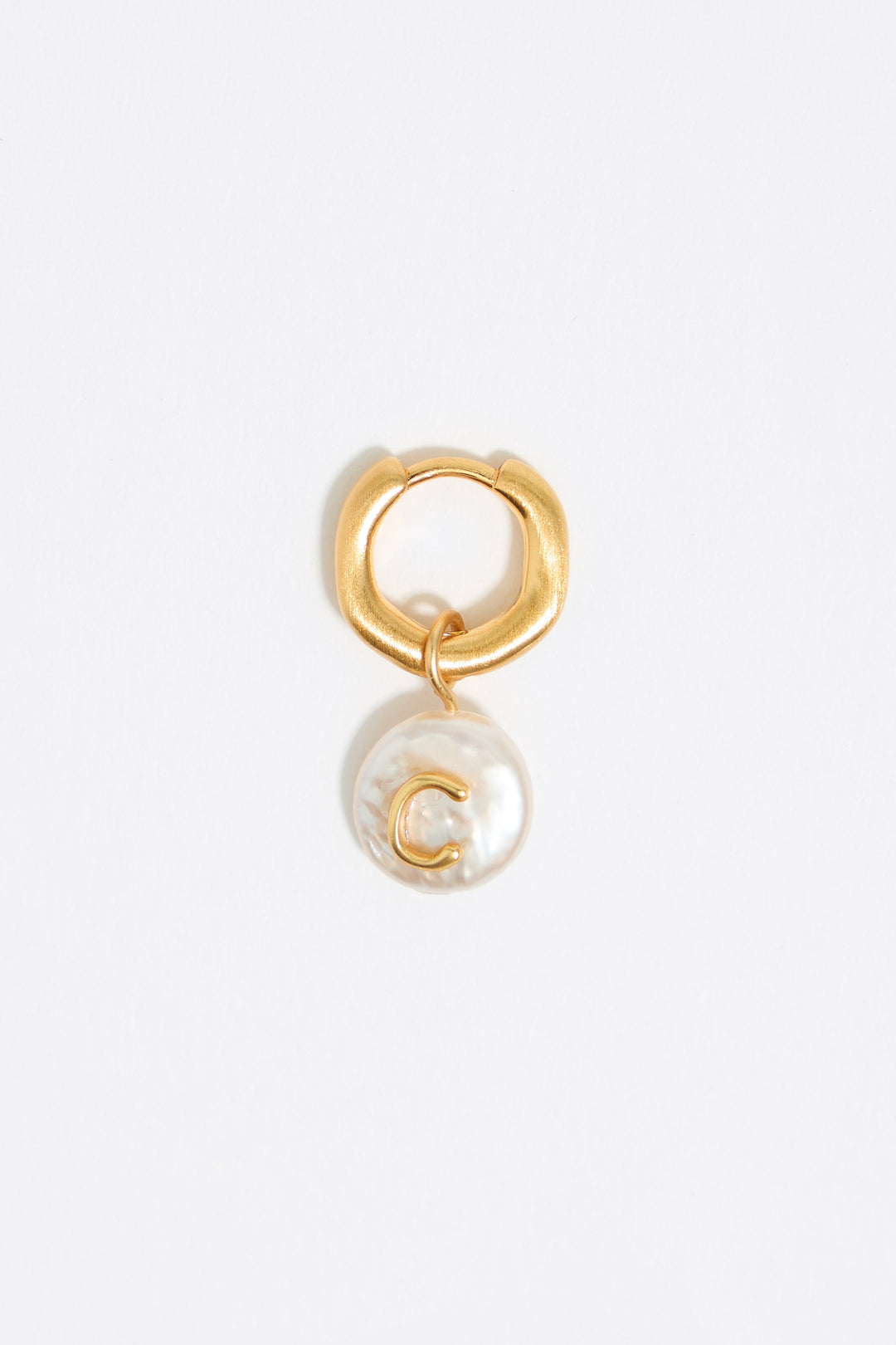 Letter C pearl and heart hoop earrings