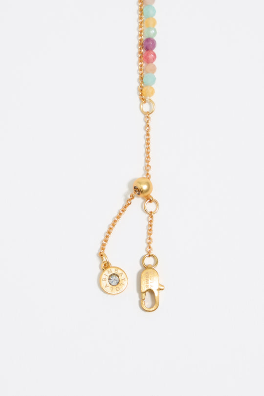 Letter A pearl and multicolor stones bracelet