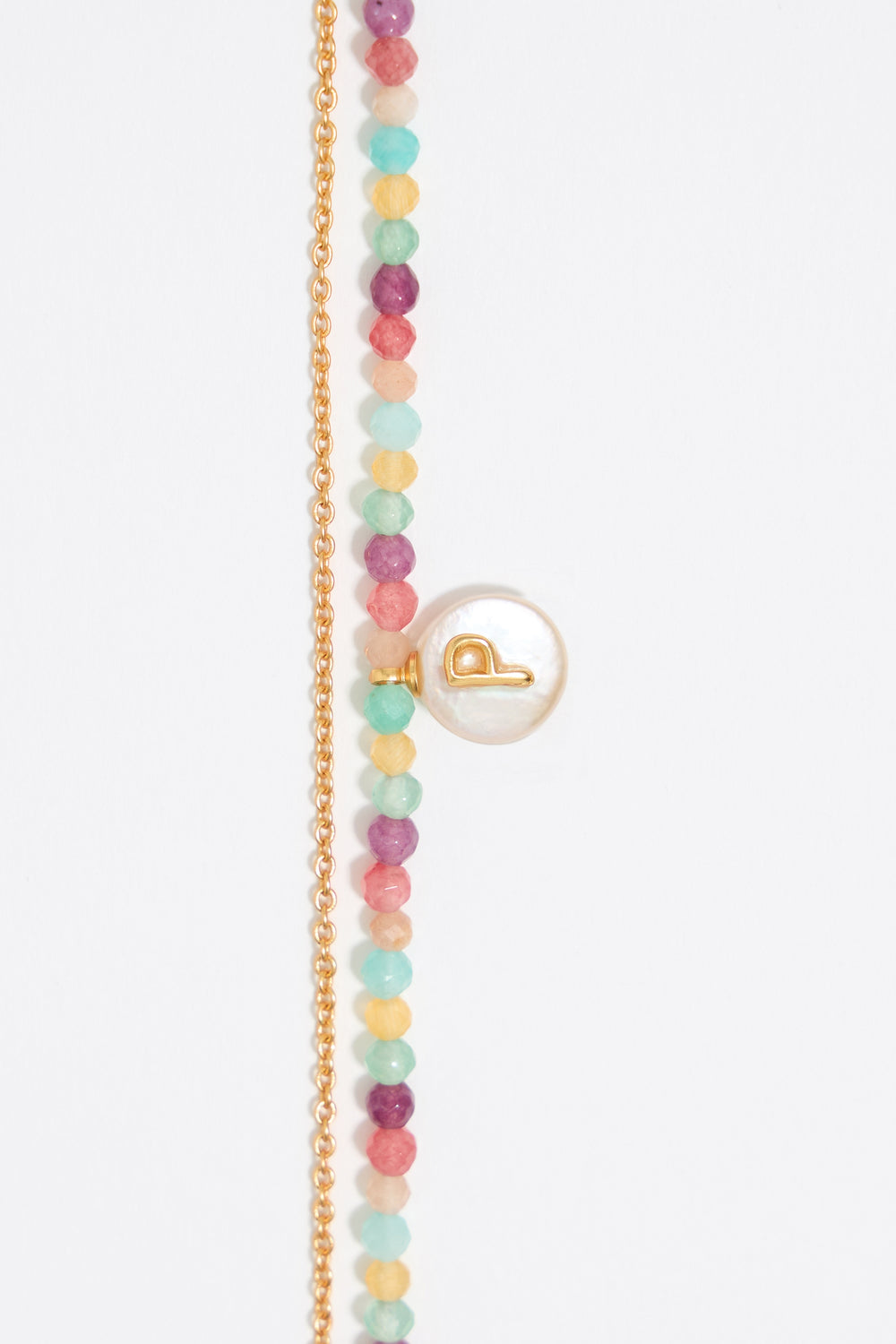 Letter P pearl and multicolor stones bracelet