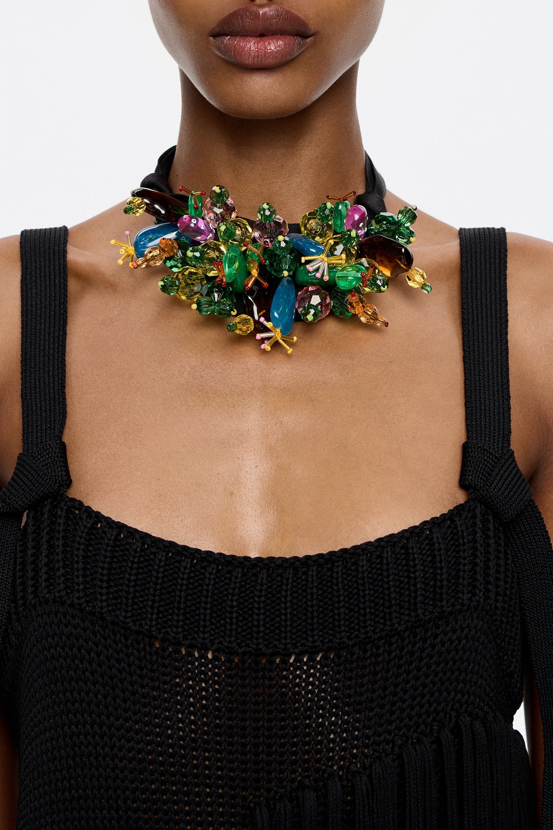 Resin cactus and beads necklace