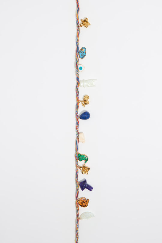 Multicolor cord jungle charms necklace