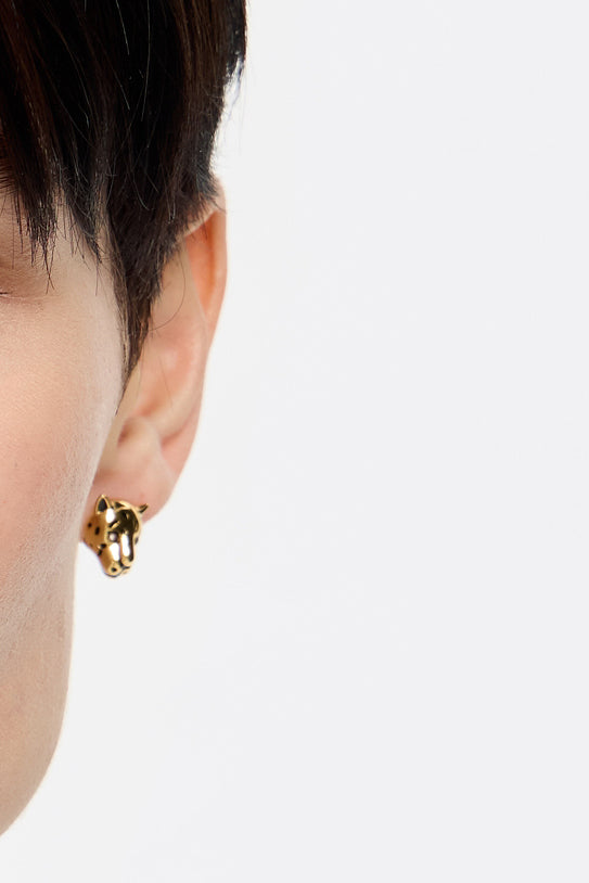 Gold panther earrings