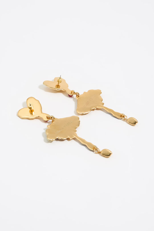 Textured gold heart earrings