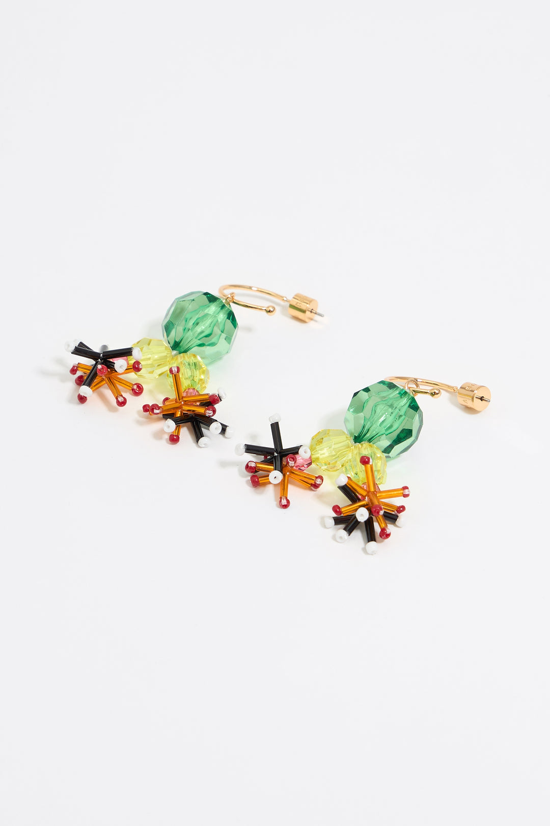 Multicolor beaded flower hoop earrings