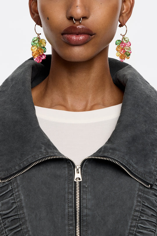 Multicolor beads hoop earrings