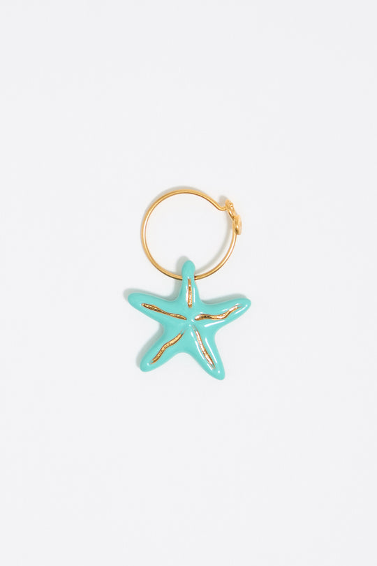 Aquamarine stars hoop earrings