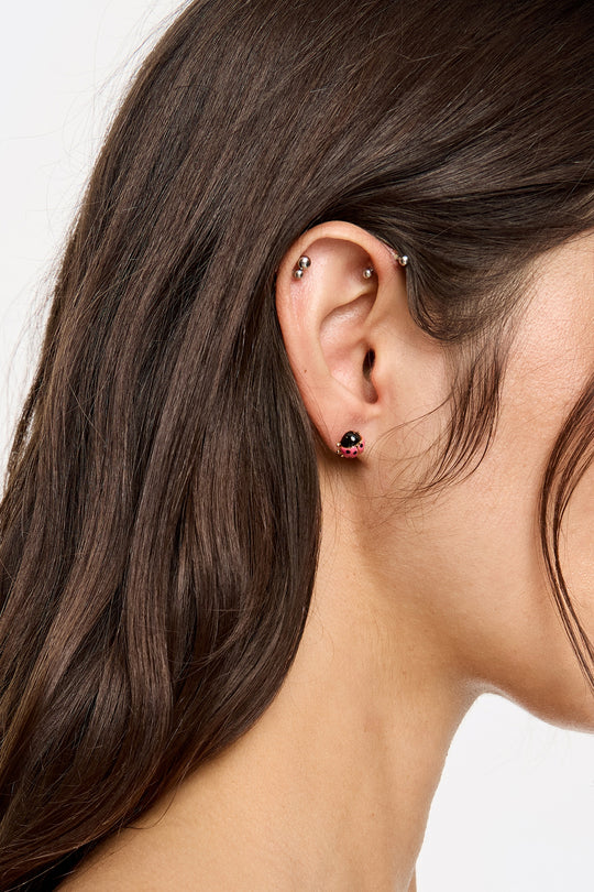 Pink ladybug earrings