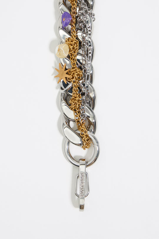Sun and moon layered chain ankle bracelet