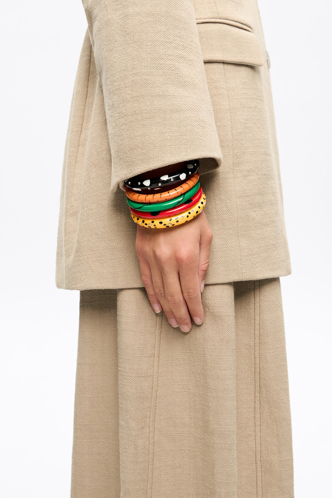 Set of five multicolor animal print bracelets