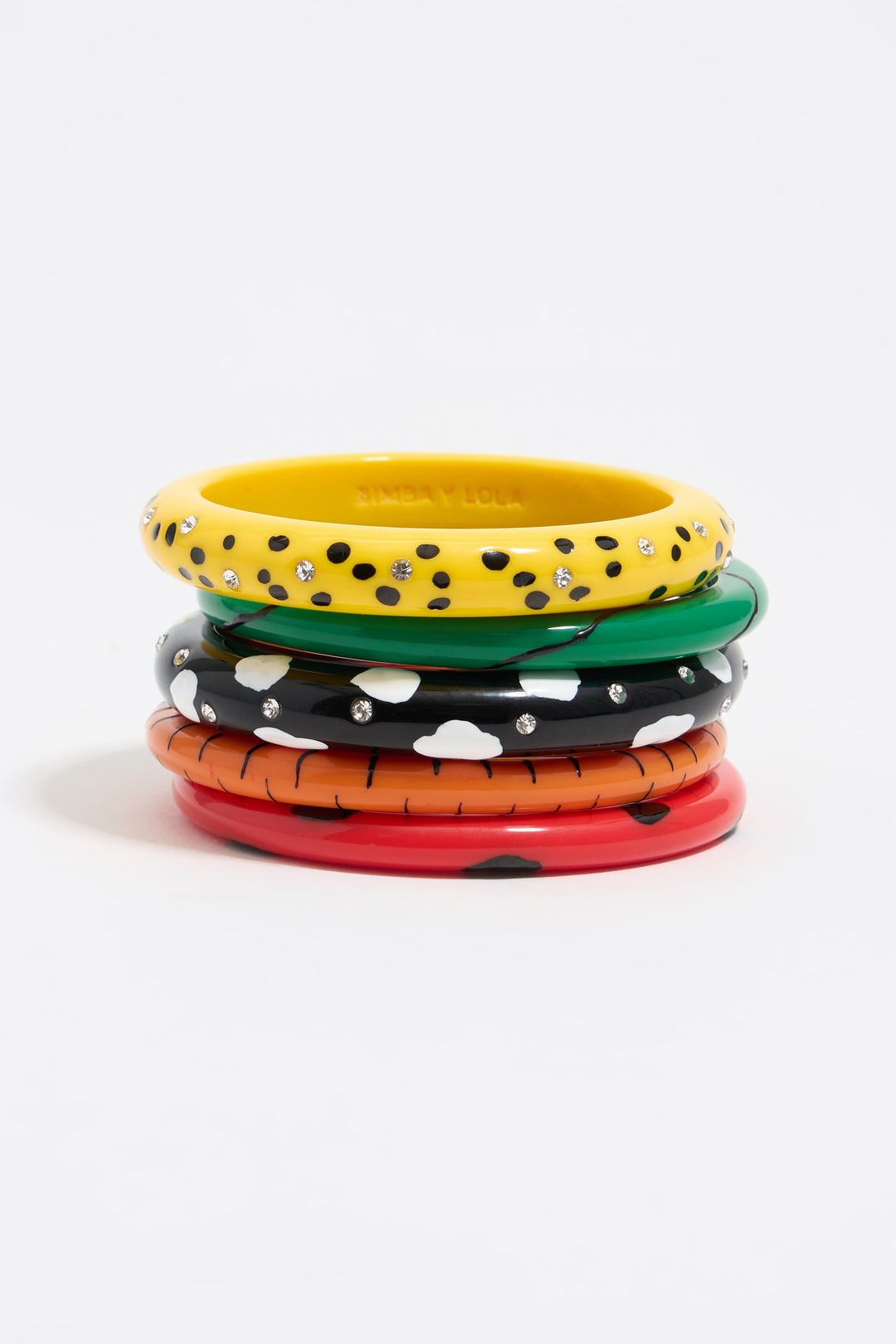 Set of five multicolor animal print bracelets