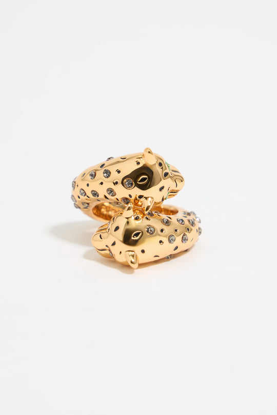 Gold and black panther ring
