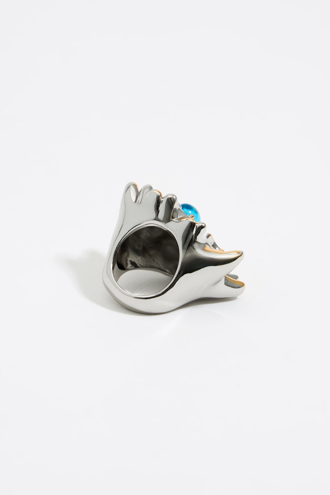 Textured dark silver and enamel ring