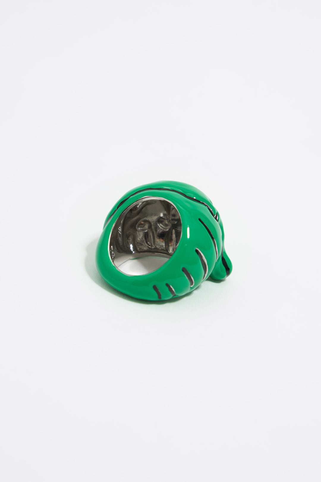 Green enamel crocodile ring