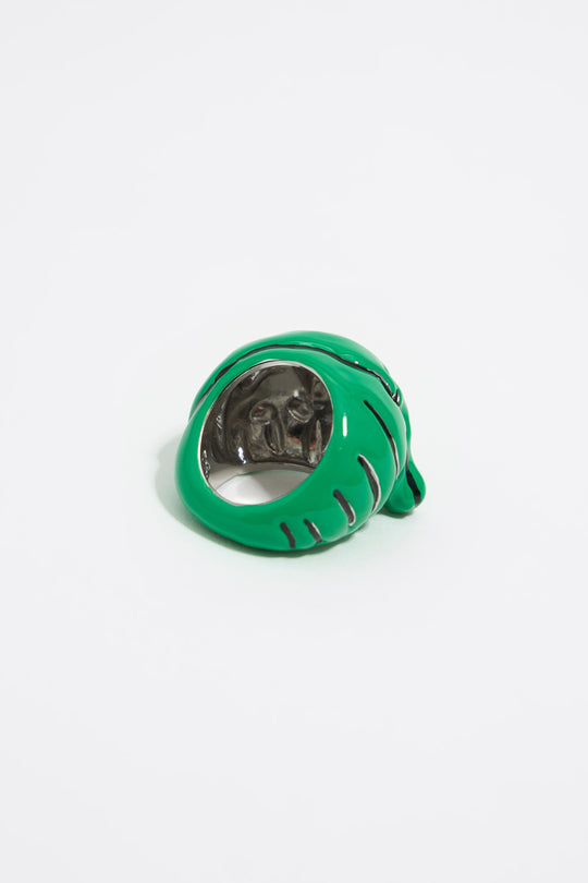 Green enamel crocodile ring