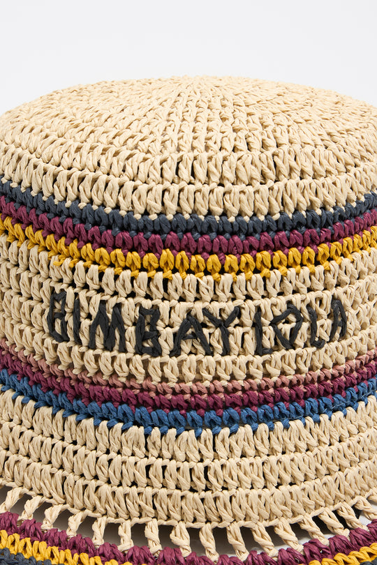 Beige paper raffia hat color strips