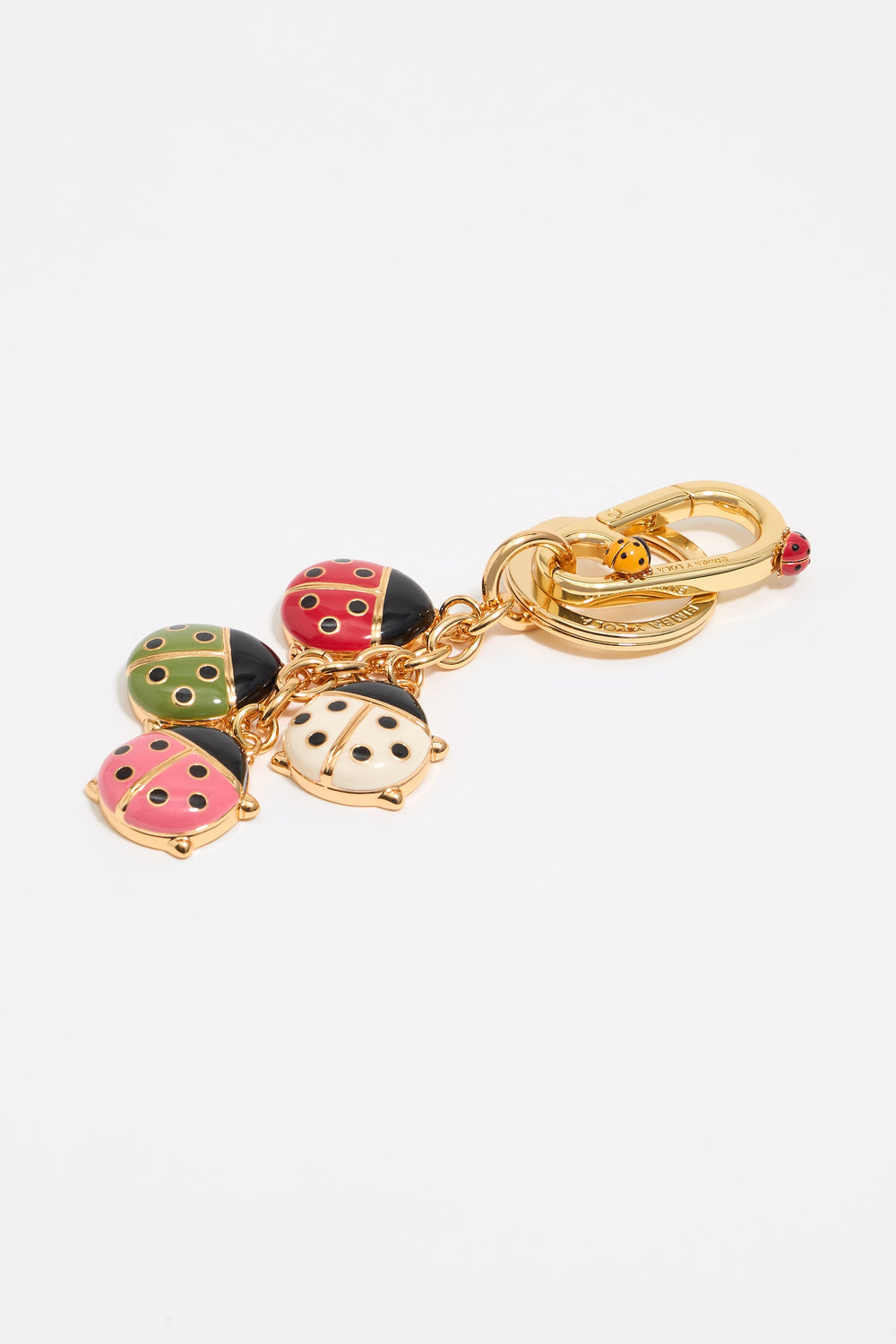 Gold ladybugs key ring