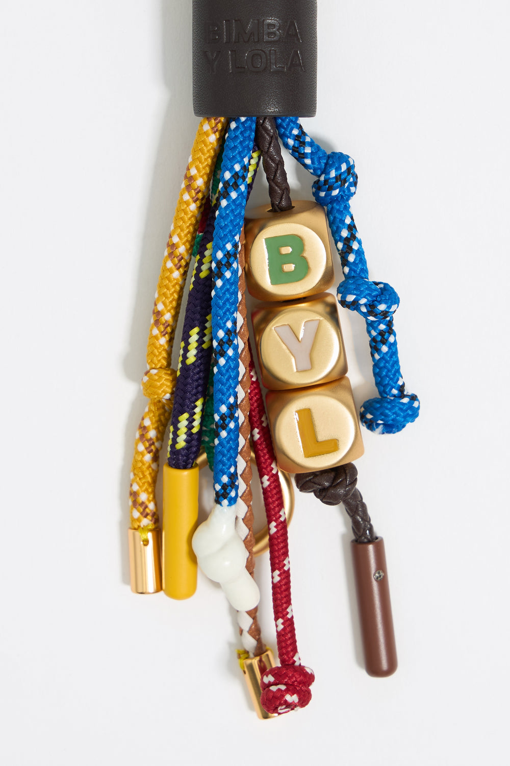 Multicolor ropes pompom key ring