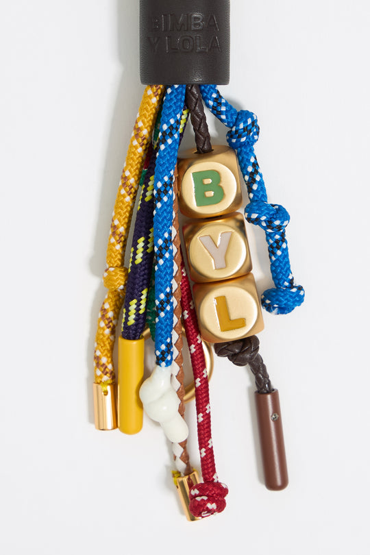 Multicolor ropes pompom key ring