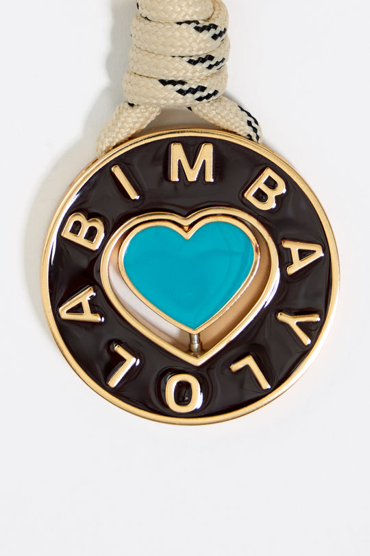 Burgundy circular heart key ring