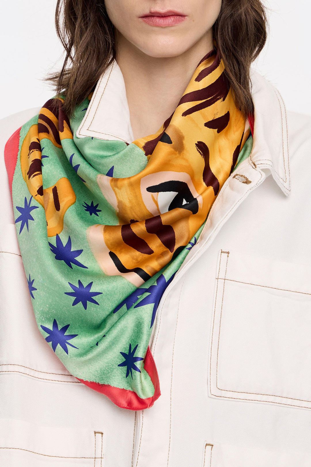 Ocher tiger sketch scarf