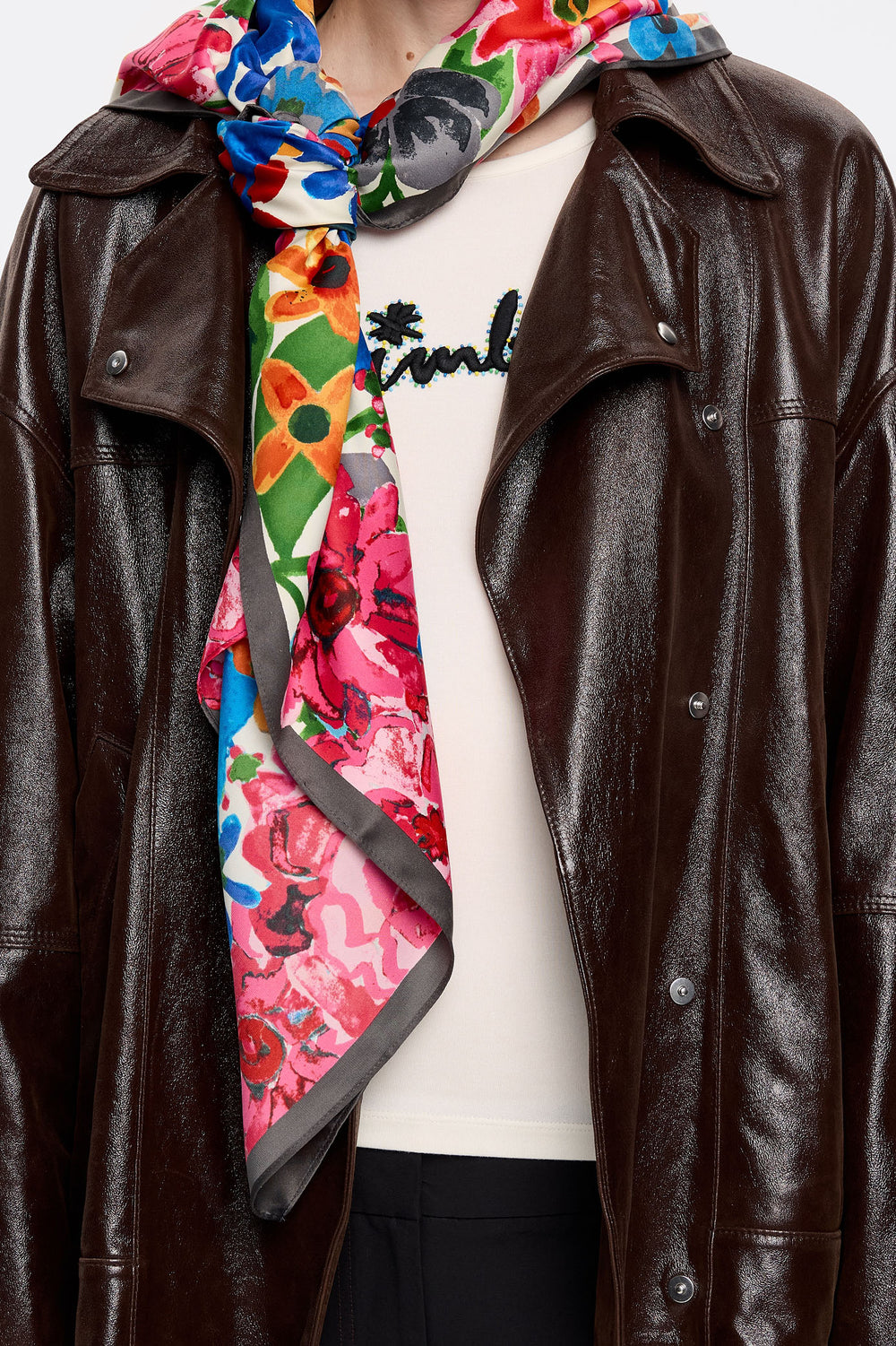 Blue watercolor logo floral scarf