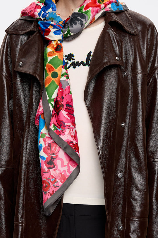 Blue watercolor logo floral scarf
