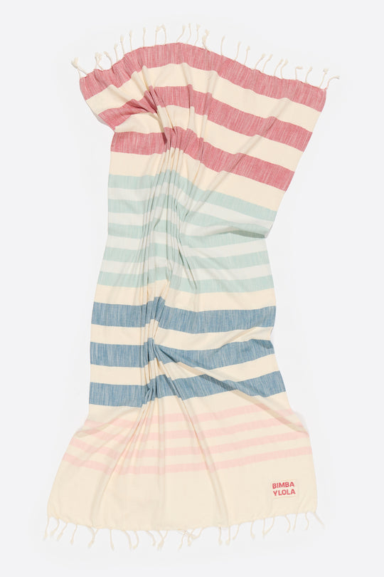 Navy blue cotton multicolor striped towel