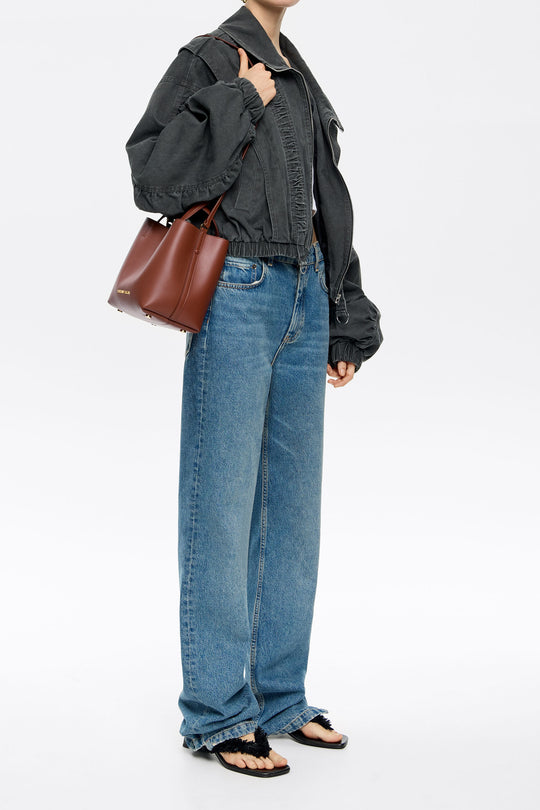Small walnut leather Chihuahua bag