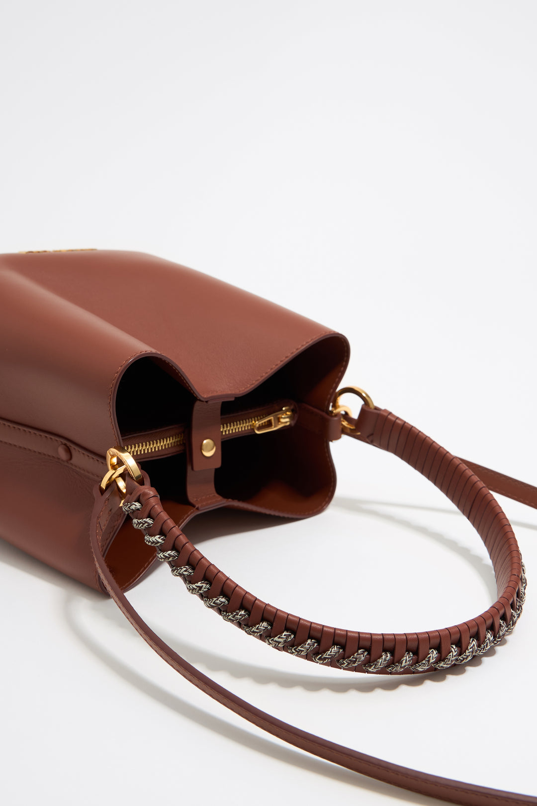 Small walnut leather Chihuahua bucket bag - MYHOLDAL LEBANON