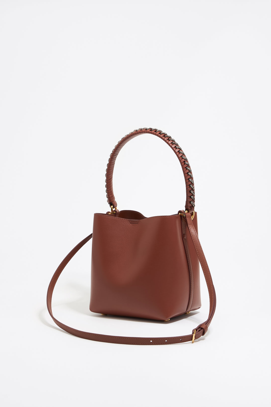 Small walnut leather Chihuahua bucket bag - MYHOLDAL LEBANON