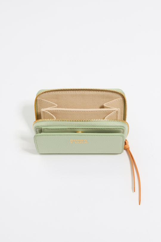 Pastel green leather coin purse