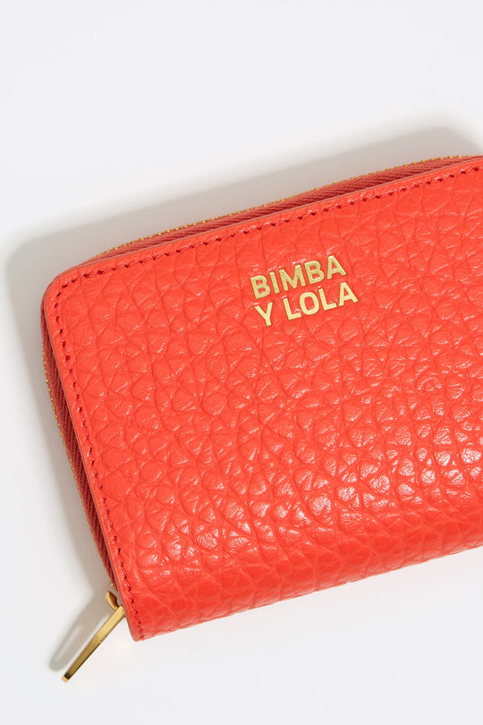 Coral leather flap purse