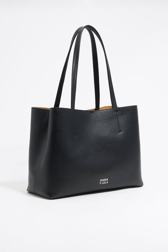 Large black leather Chihuahua shopper bag