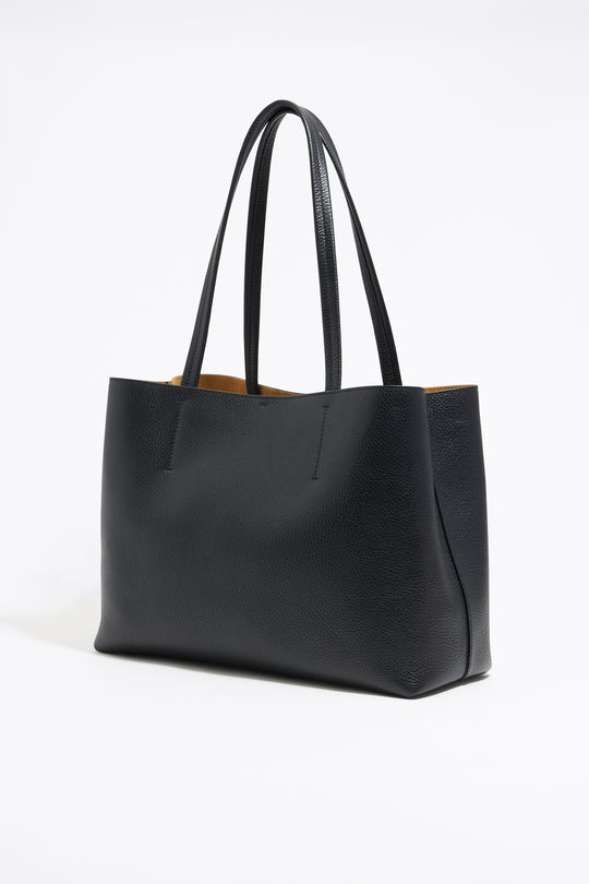 Large black leather Chihuahua shopper bag