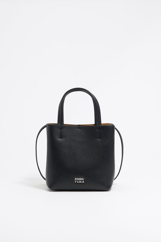 Small black leather Chihuahua bag