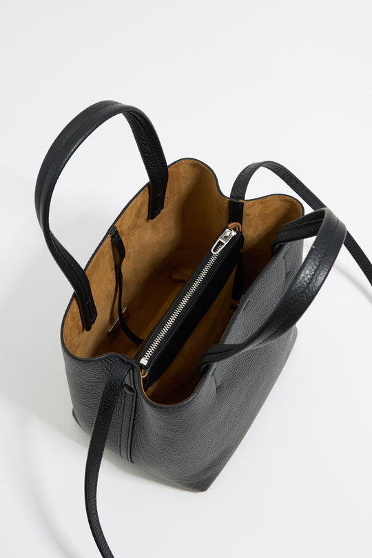 Small black leather Chihuahua bag