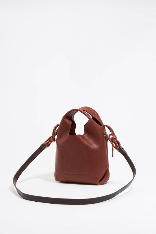 Chestnut leather mini Paper bag