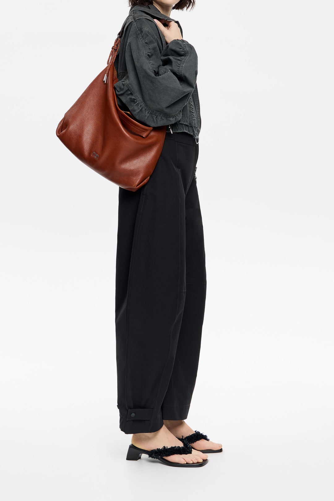 Large chestnut leather Paper bag