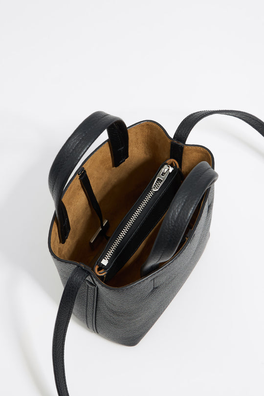 Mini black leather Chihuahua bag