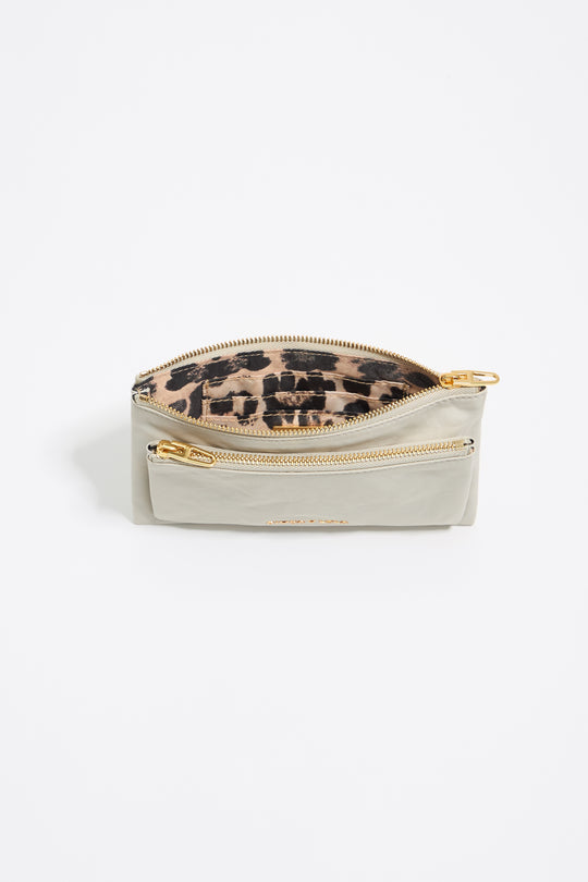 Stone white nylon double purse