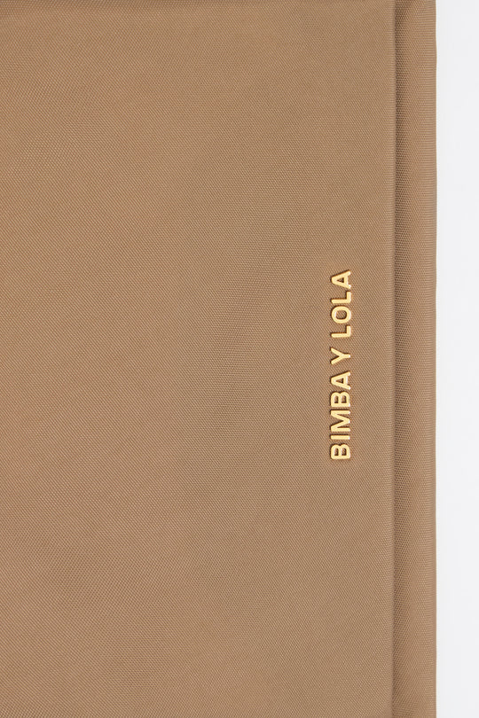 Bark brown nylon double purse