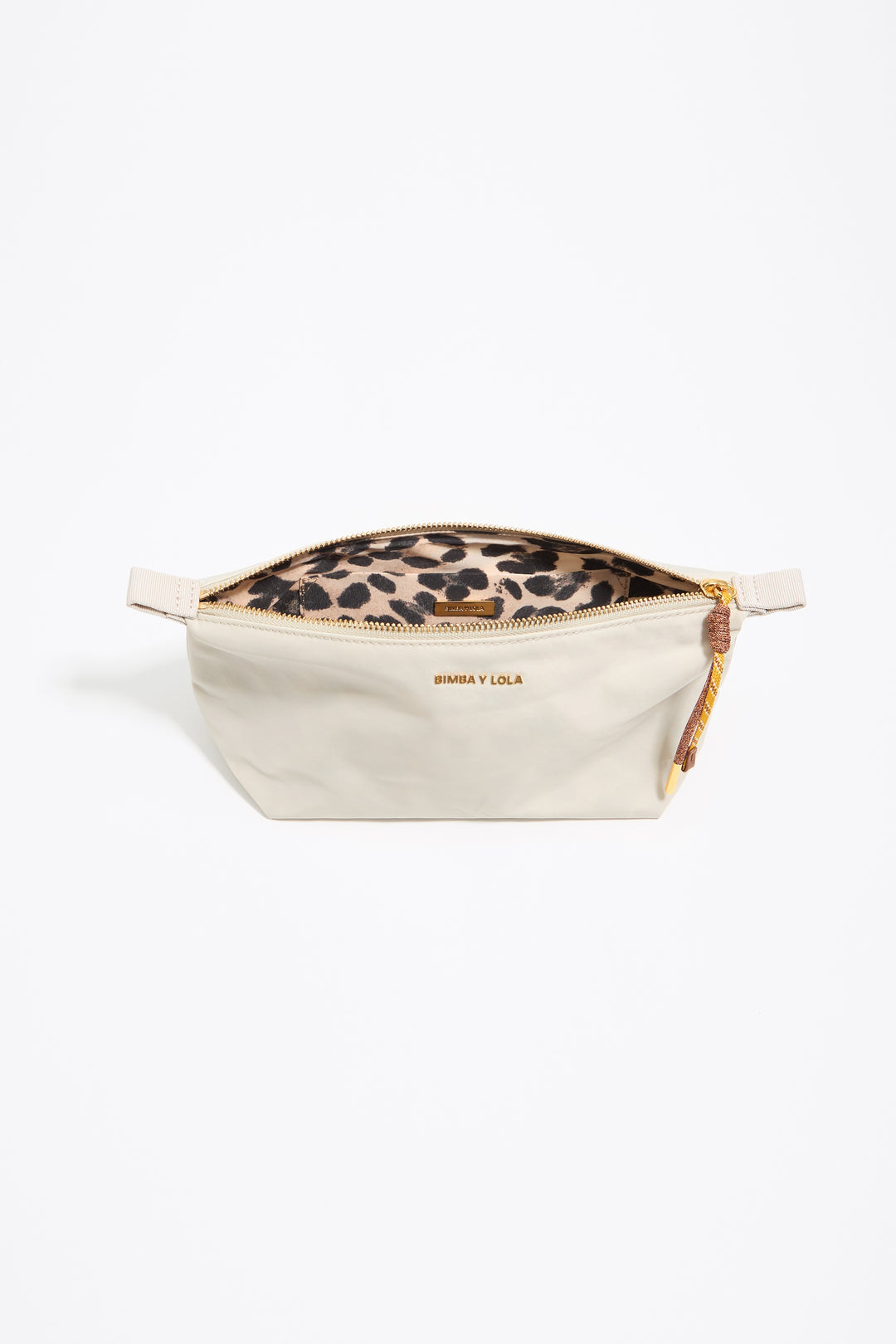 Medium stone white nylon trapezium make-up case
