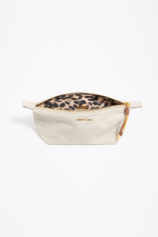 Medium stone white nylon trapezium make-up case