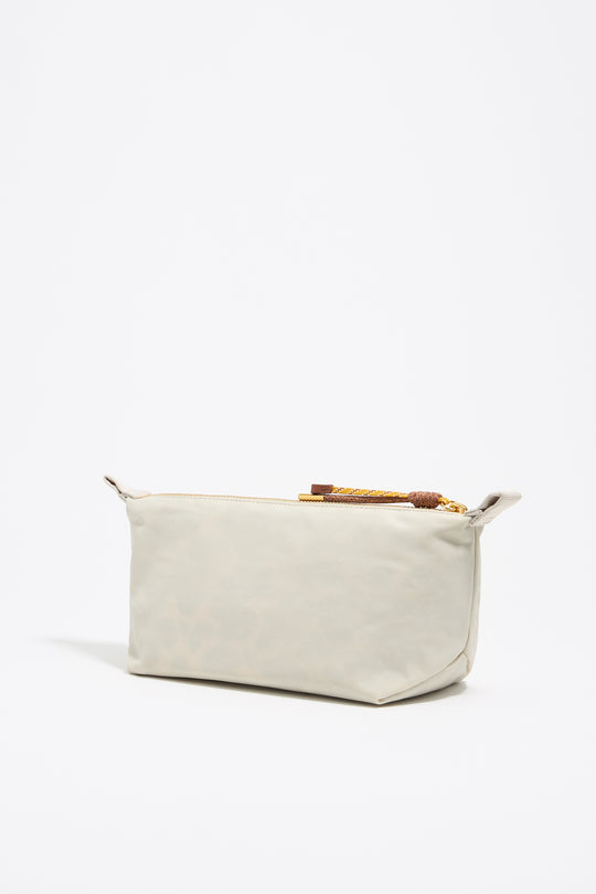 Medium stone white nylon trapezium make-up case