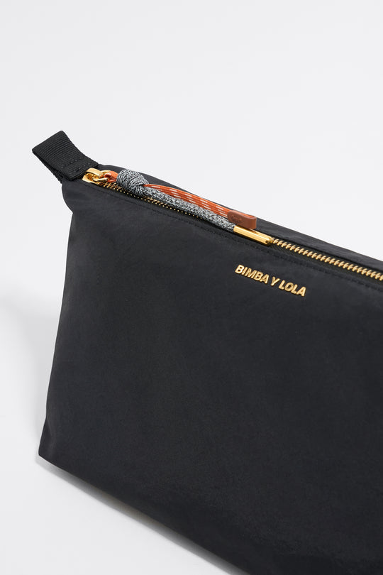 Large black nylon trapezium make-up case